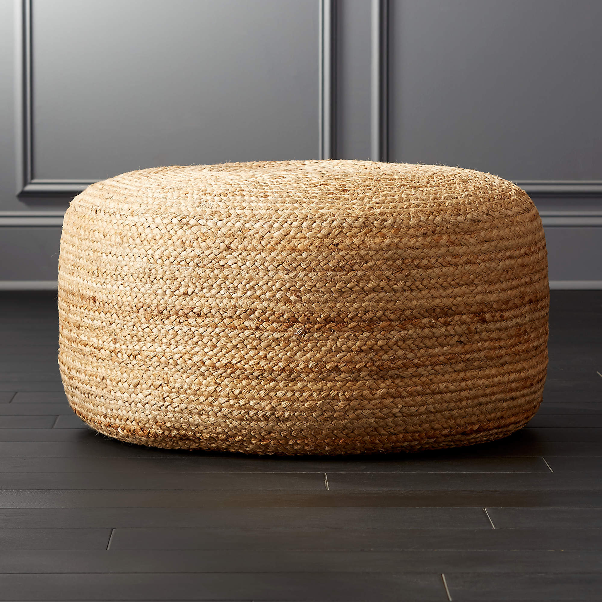 Braided Natural Jute Pouf Large 30" + Reviews | CB2 | CB2