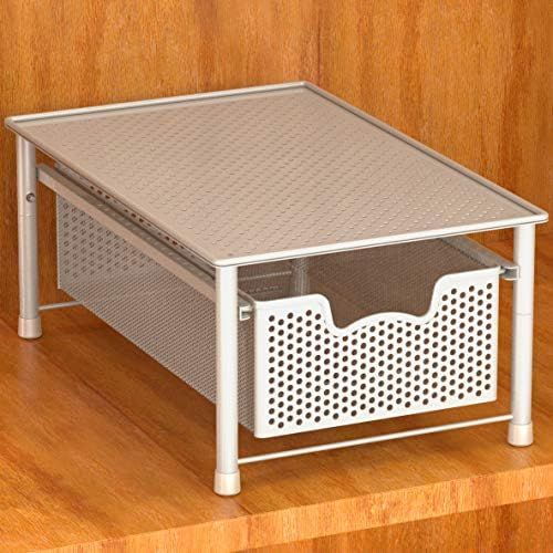 Simple Houseware Stackable Cabinet Basket Drawer Organizer, White | Amazon (US)