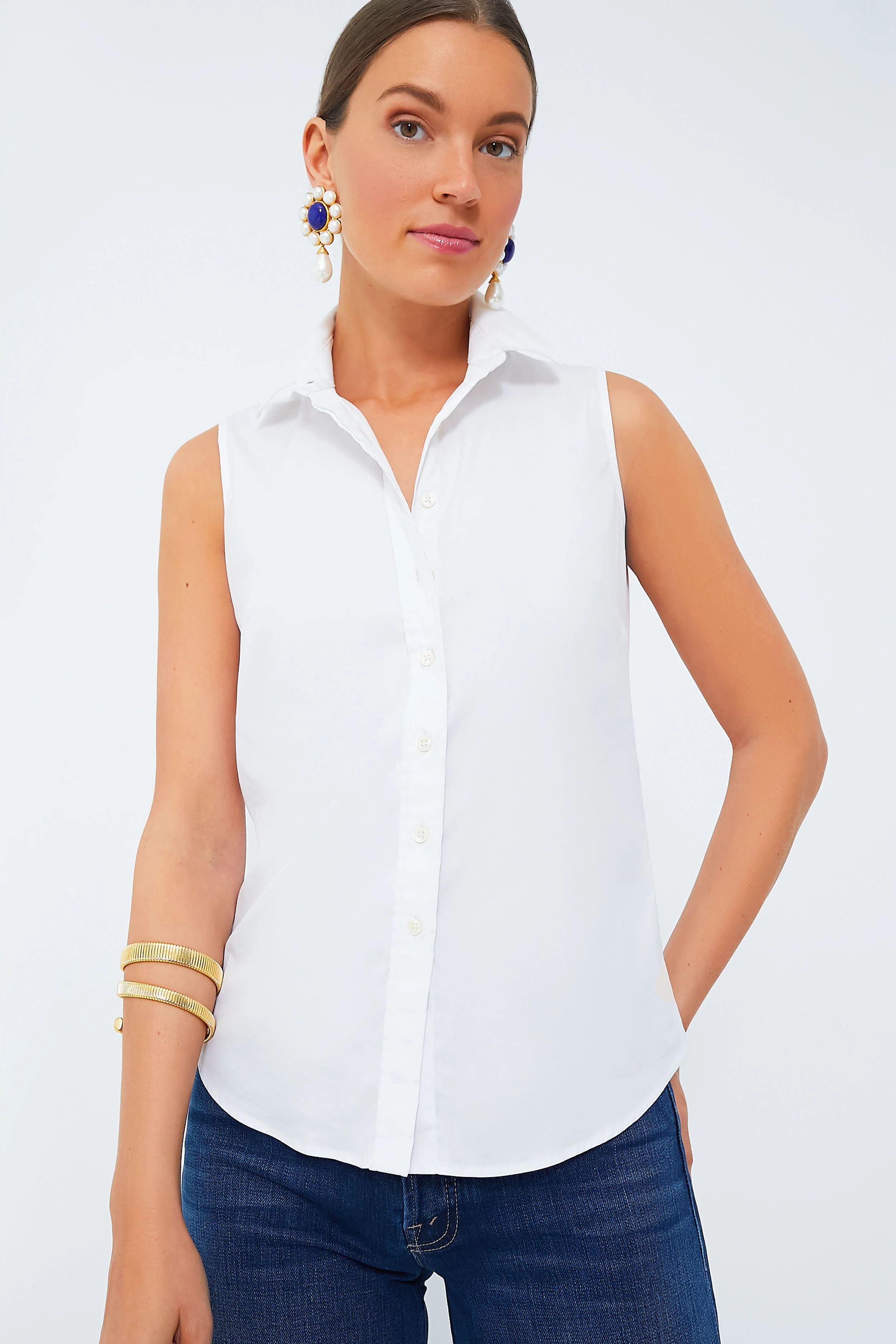 White Sleeveless Essentials Shirt | Tuckernuck (US)