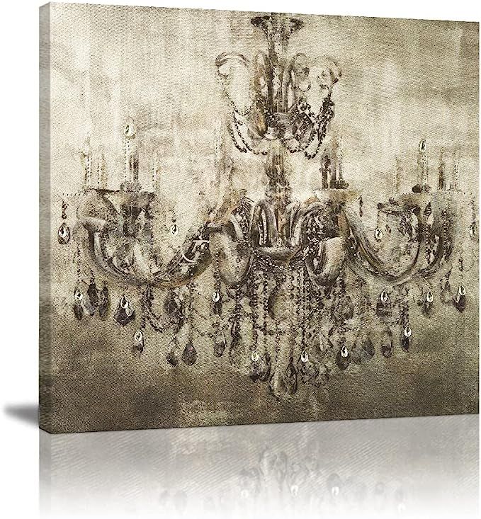 Chandelier Canvas Wall Art Vintage Painting Print on Canvas Modern Artwork Wall Decor The Picture... | Amazon (US)