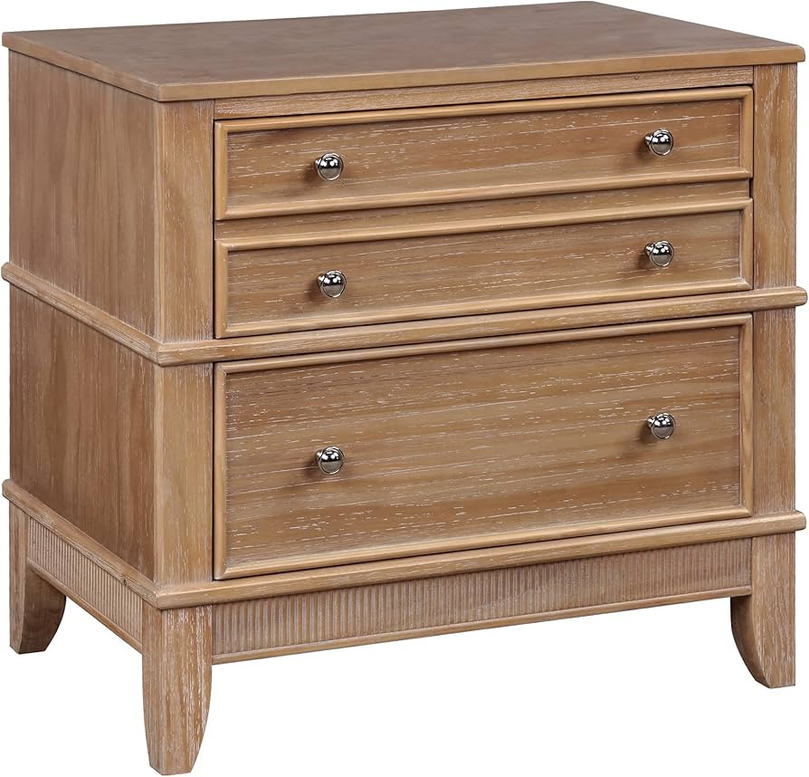 Knocbel Rustic 3-Drawer Nightstand, Solid Wood Sofa Side End Table Bedside Night Stand with Silver F | Amazon (US)