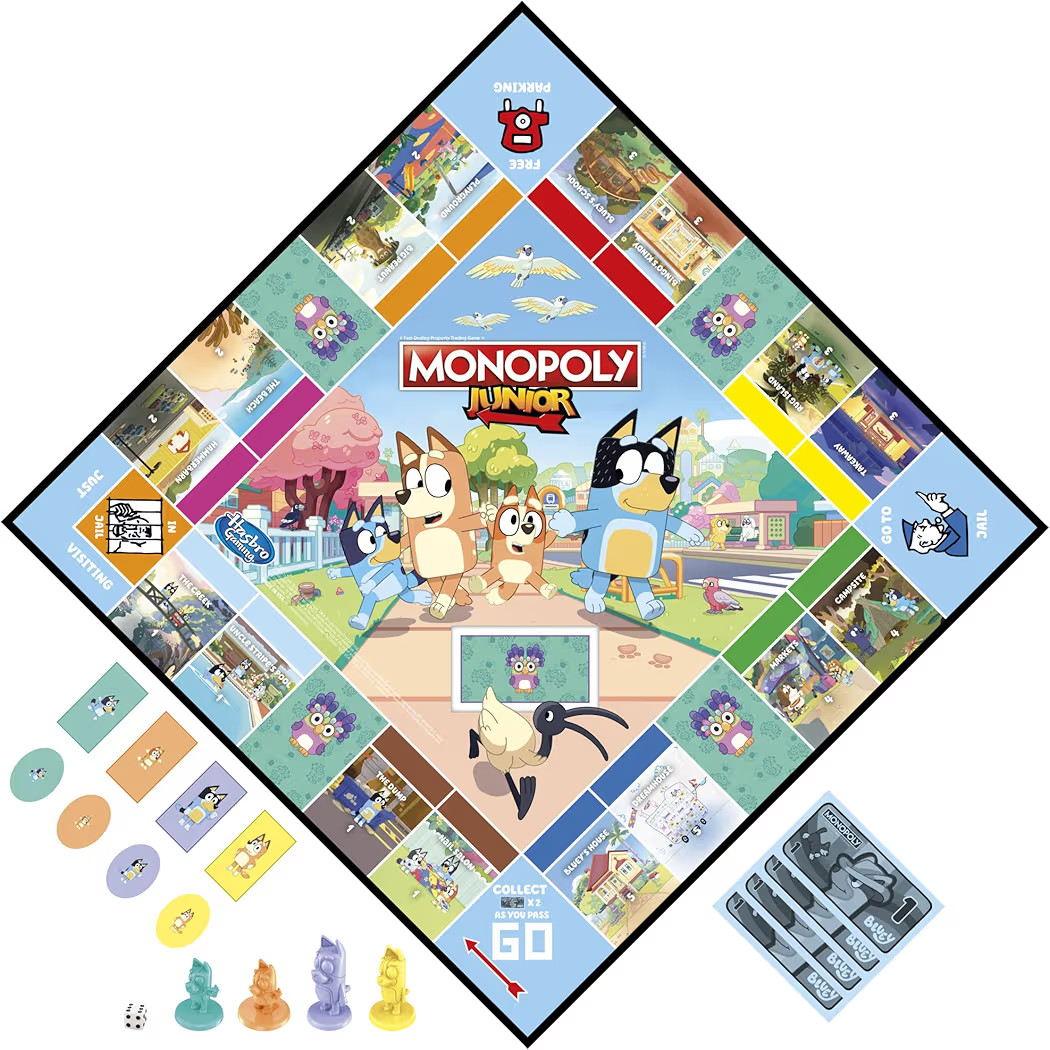 Hasbro Gaming Monopoly Junior Bluey Edition Board Game, Kids Play as Bluey, Bingo, Mum & Dad, Age... | Amazon (US)