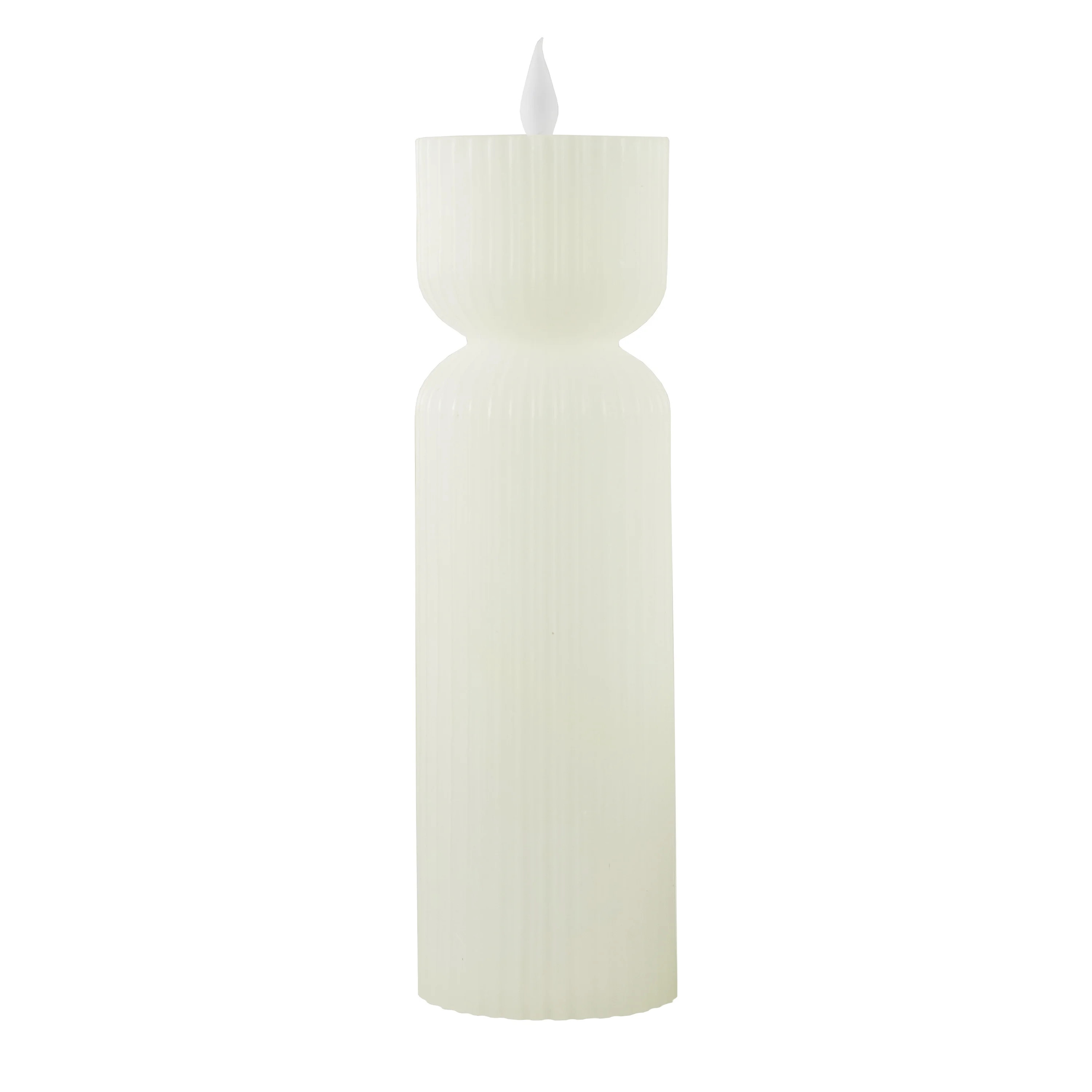 Home Decor Collection LED Flameless 9.45" Fluted Figural Ivory Wax Tabletop Candle | Walmart (US)