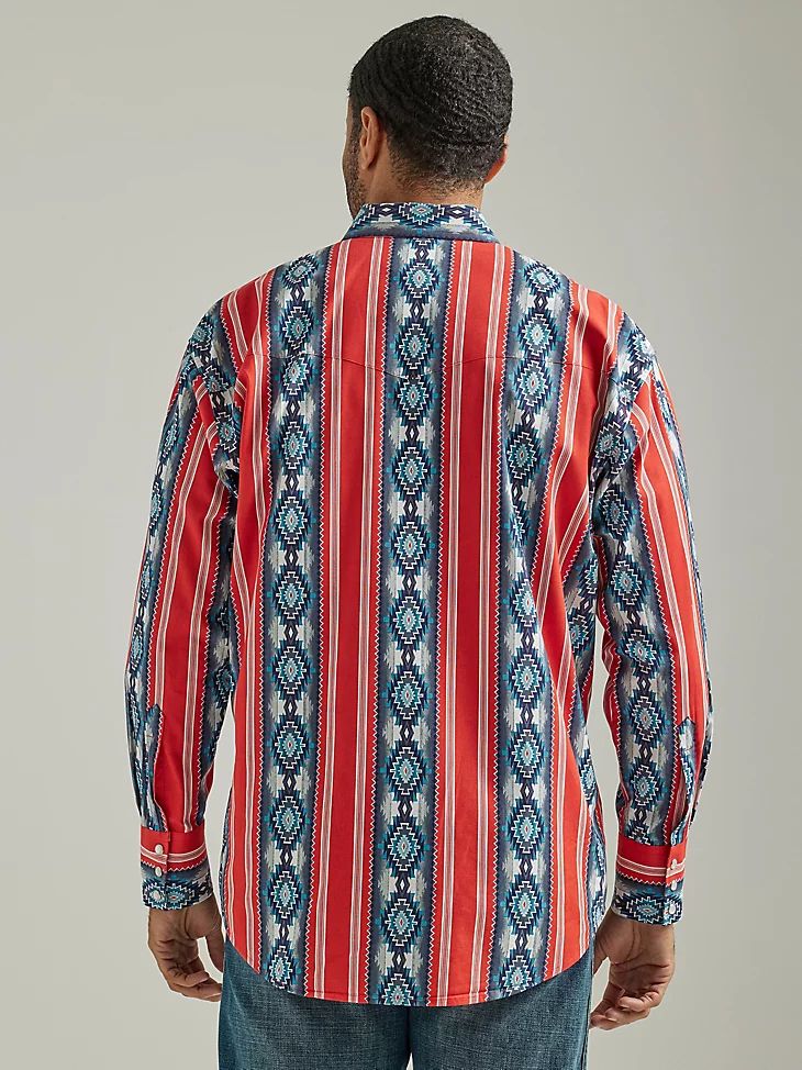Men's Checotah® Long Sleeve Western Snap Printed Shirt in Cherry Pie Red | Wrangler