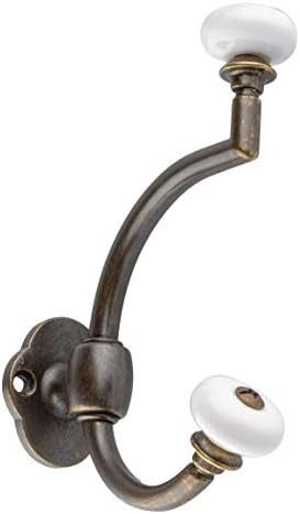 Antique Finished with Porcelain Ball Hat and Coat Hall Tree Hook | Double Hat and Coat Hook | Wal... | Amazon (US)