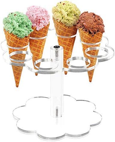 Ice Cream Cone Holder Stand Cupcake Stand with 8 Holes Capacity Clear Clear Acrylic Cone Display Sta | Amazon (US)