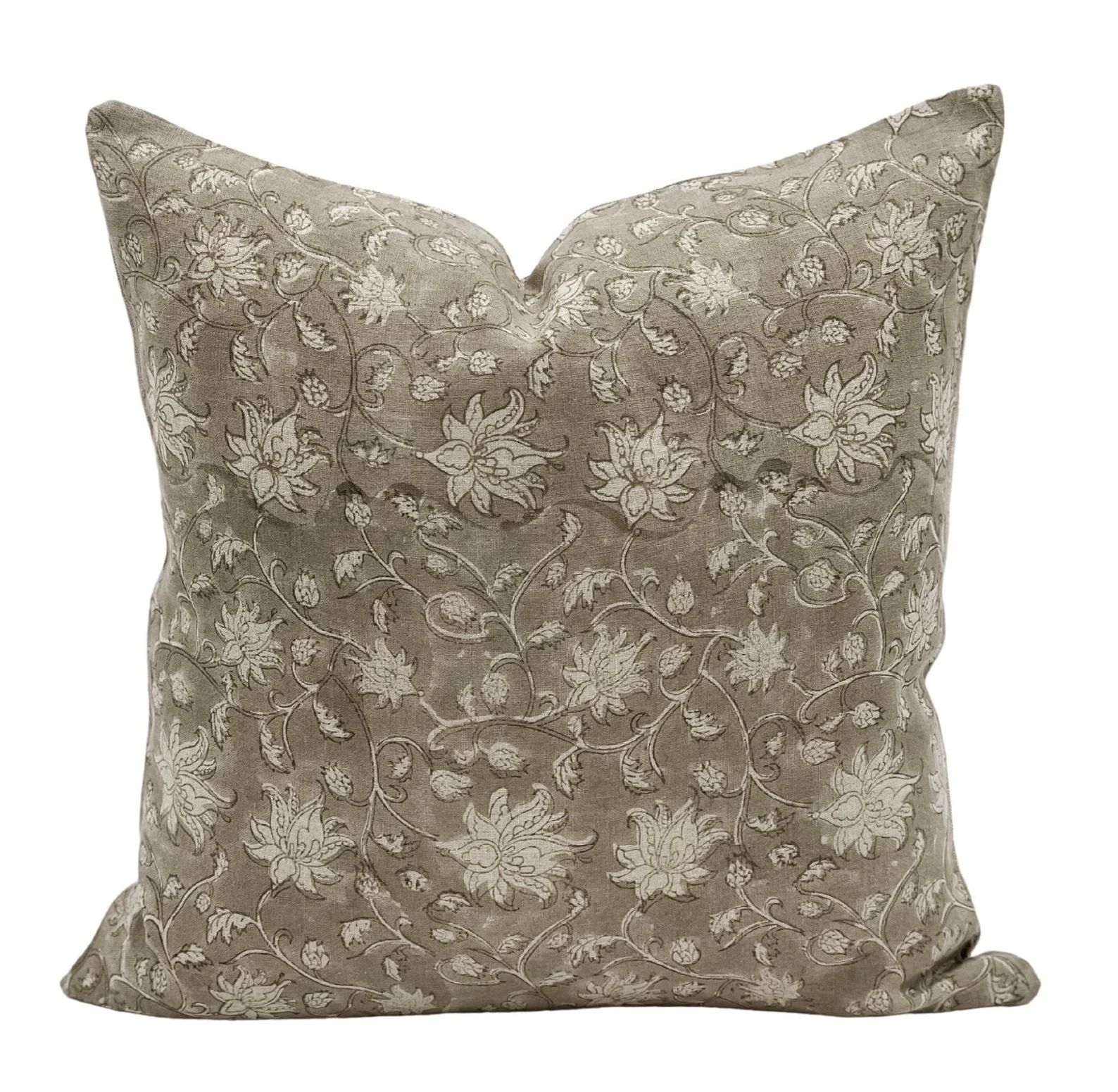 Designer Soft Grey Beige Floral Design on Natural Linen Pillow Cover, Beige Grey Pillow, Neutral ... | Etsy (CAD)