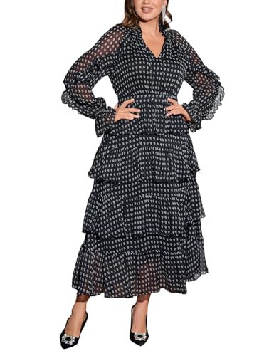 EYWOL Plus Size Formal Dresses for Curvy Women - Black Long Sleeve Wedding Guest Dress Plus Size - Bridgerton Dress - Spring Cocktail Dresses for Women | Amazon (US)