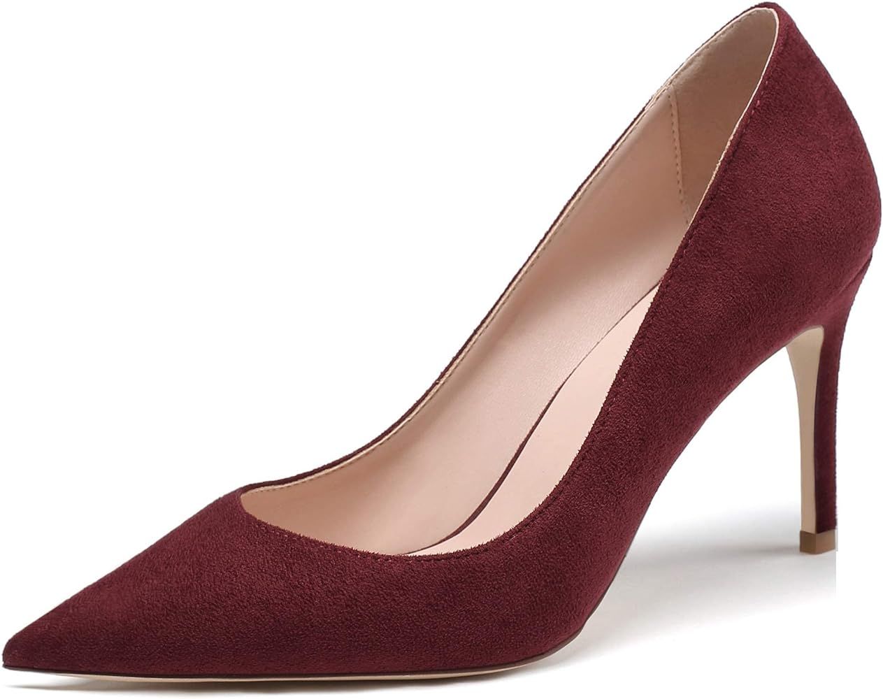 YODEKS Women's Pointed Toe High Heel Pumps Slip On Elegant Stiletto Heel Dress Shoes | Amazon (US)