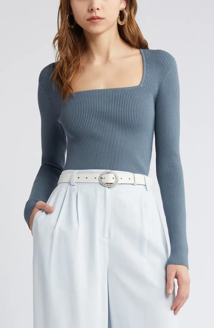 Luxe Sculpt Square Neck Long Sleeve Top | Nordstrom