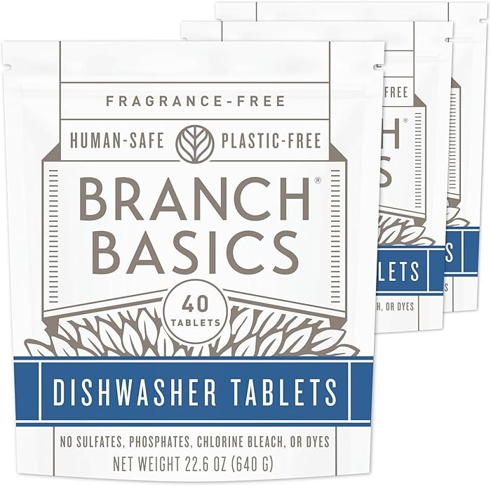 Branch Basics Dishwasher Tablets – 40 Ct, 3 Pack | Plastic-Free, Fragrance-Free, Human-Safe | D... | Amazon (US)