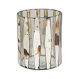 Creative Co-Op 4-3/4" Round x 6" H Mosaic Glass Candle, Antique Silver Finish Tealight and Votive Ho | Amazon (US)