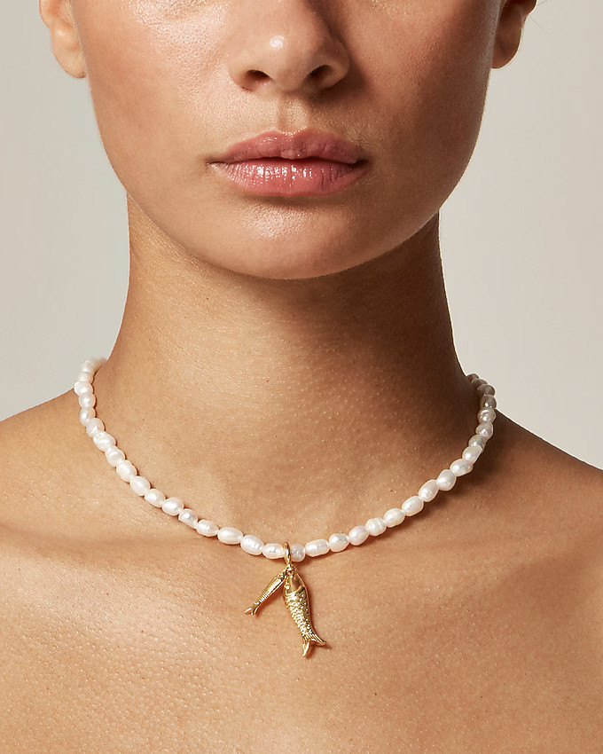 Nautical pearl fish charm necklace | J. Crew US