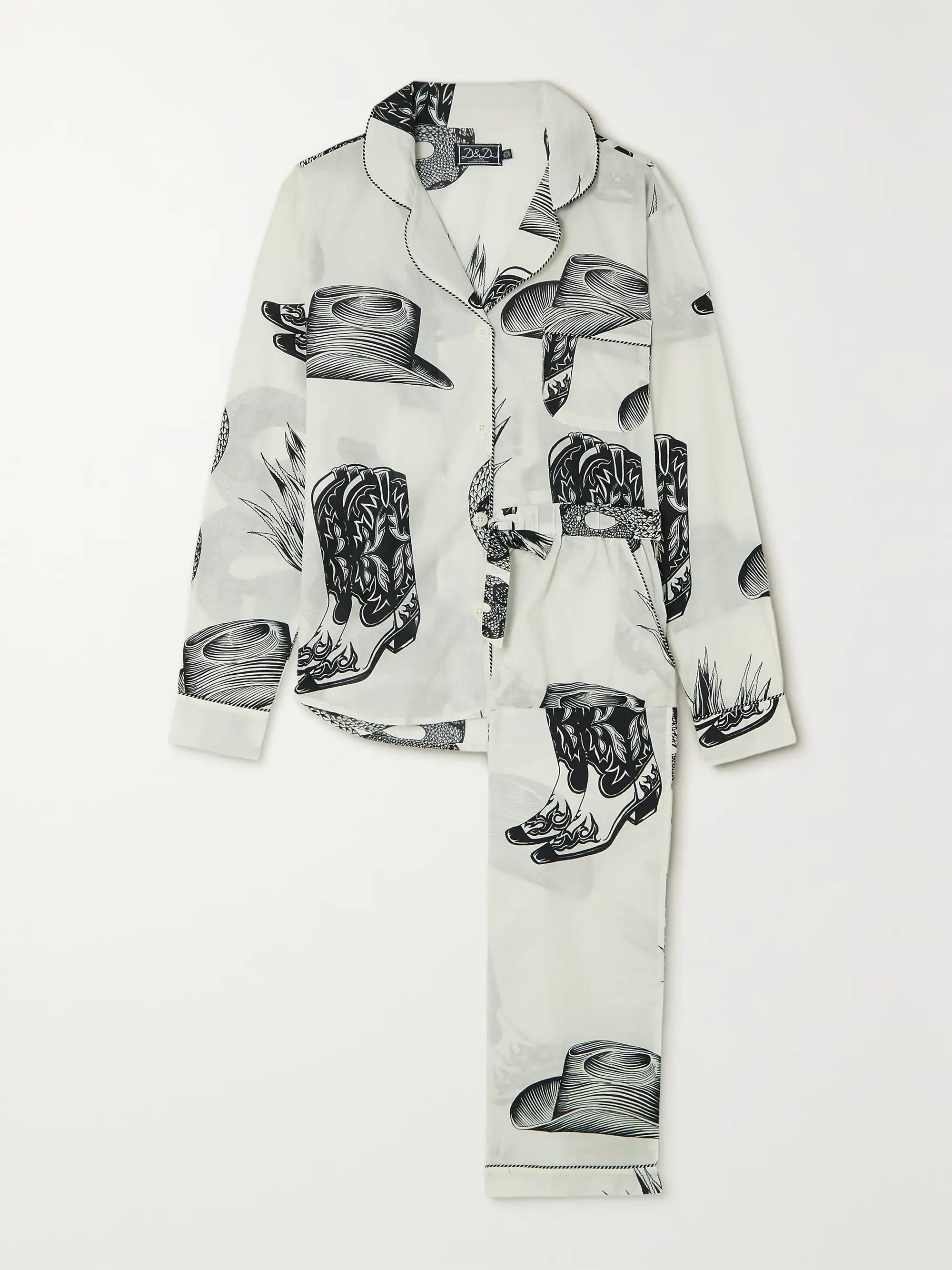 Cream Printed cotton pajama set | DESMOND & DEMPSEY | NET-A-PORTER | NET-A-PORTER (US)