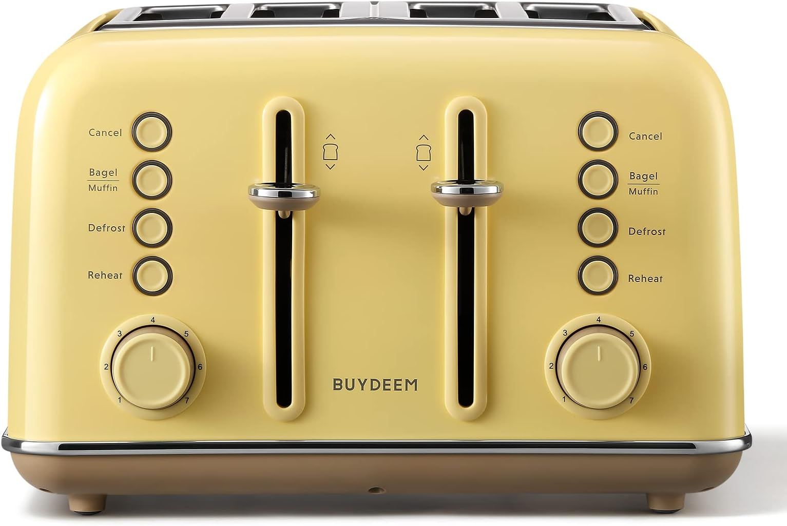 BUYDEEM DT-640 4-Slice Toaster, Extra Wide Slots, Retro Stainless Steel with High Lift Lever, Bagel. | Amazon (US)