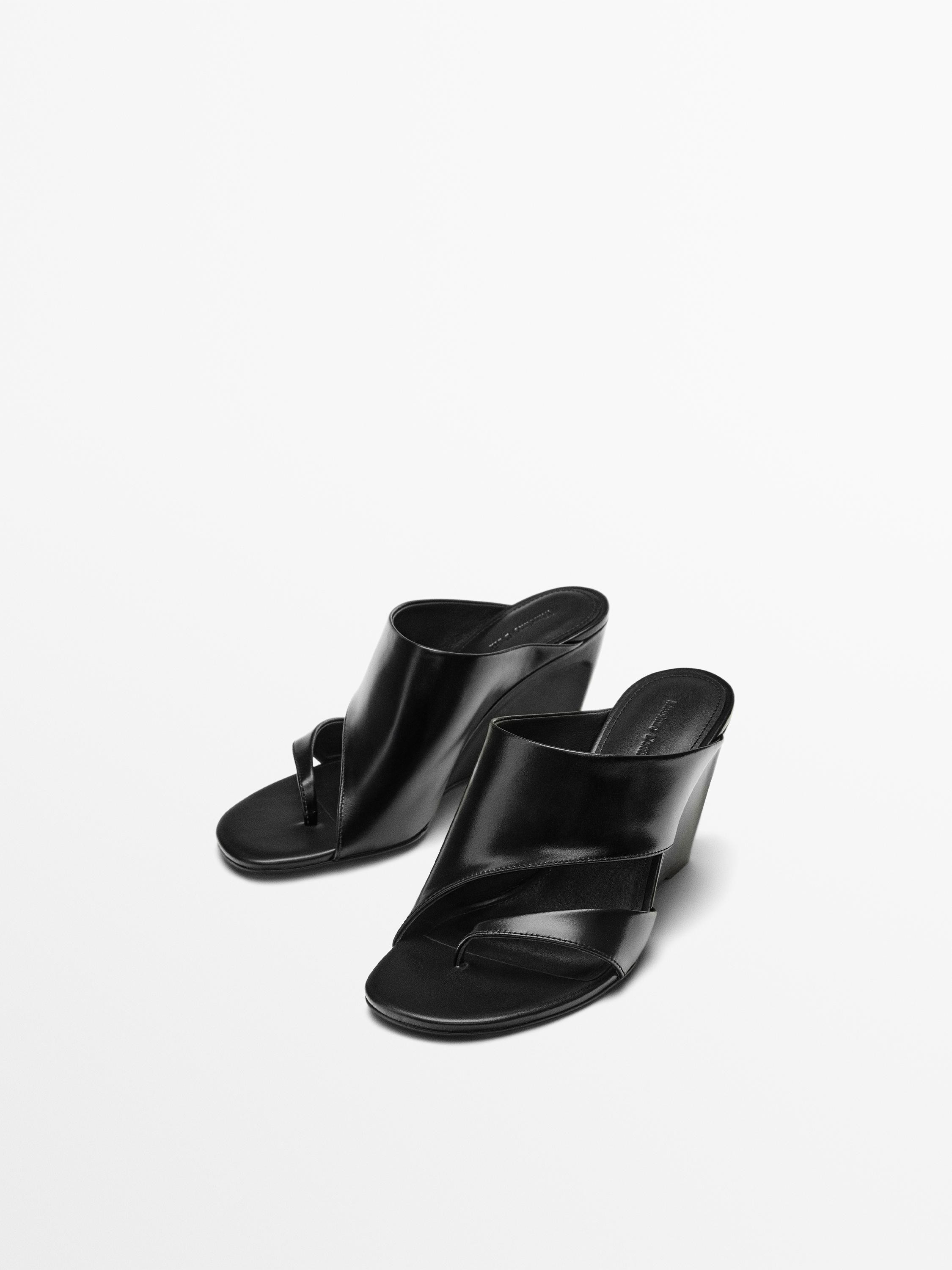 Leather wedge sandals | Massimo Dutti US