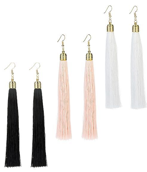 REVOLIA 3 Pairs Womens Long Tassel Dangle Earrings for Girls Fringe Drop Earrings Elegant | Amazon (US)