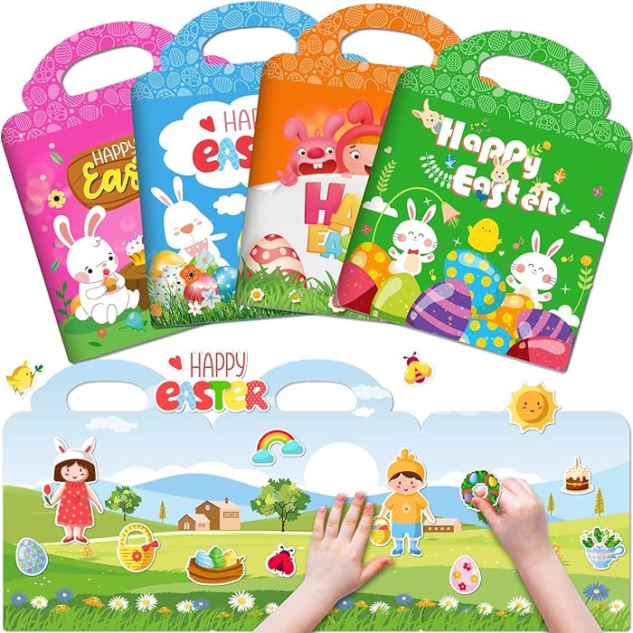 4 Sets Easter Reusable Sticker Books for Kids 2-4, Activities Books for Toddlers 1-3, Arts and Cr... | Amazon (US)
