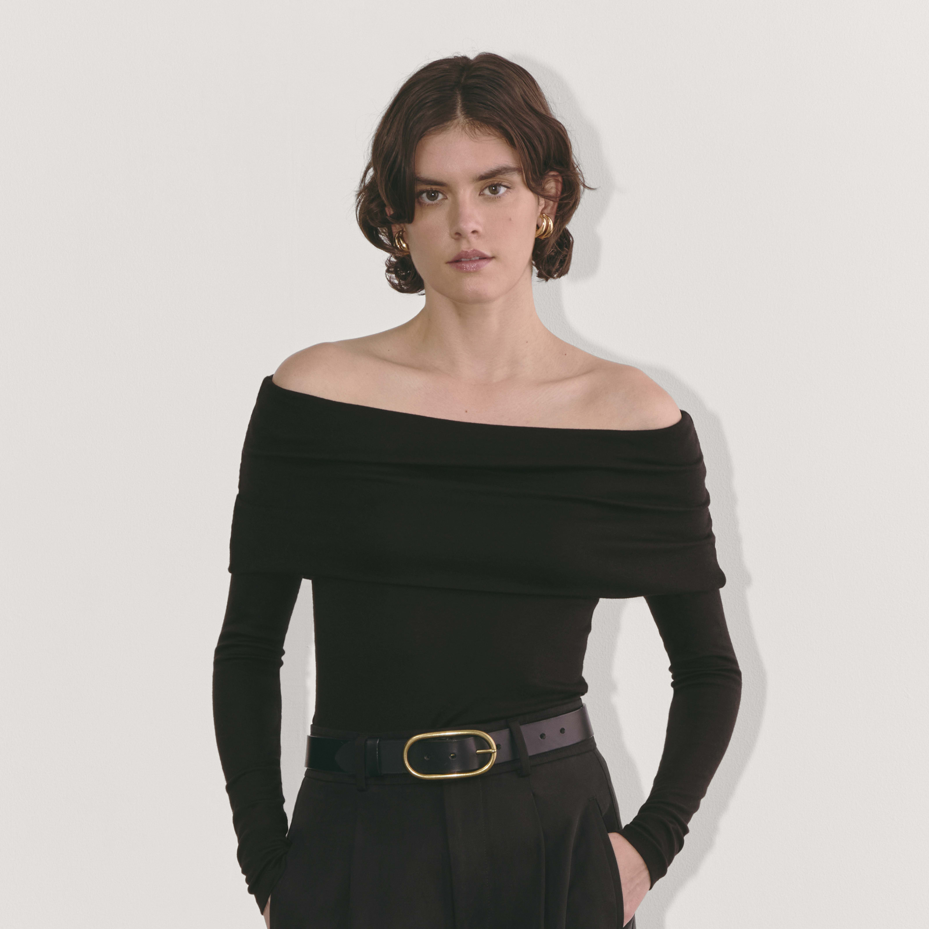Off-the-Shoulder Top in Butterluxe by Everlane in Black, Size S | Everlane