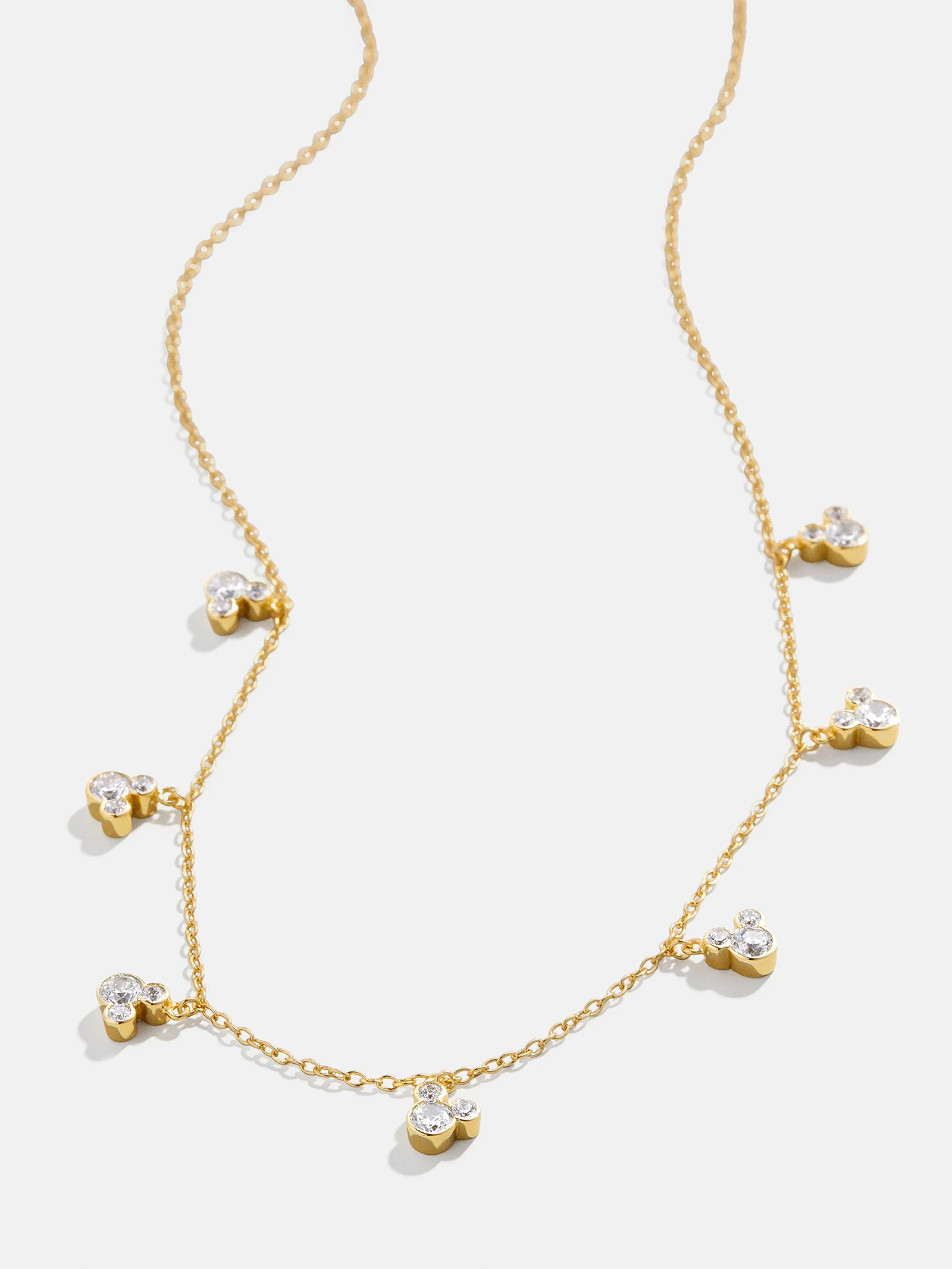 Mickey Mouse Disney 18K Gold Plated Sterling Silver Repeating Necklace - Gold/Pavé | BaubleBar (US)