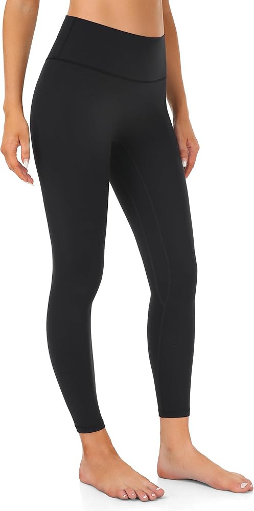 YUNOGA Womens High Waist Workout Leggings - 25 inches No Front Seam Tummy Control Yoga Pants | Amazon (US)