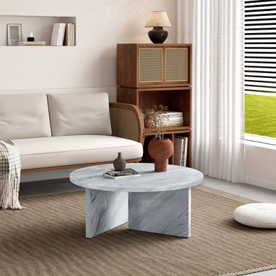 A Multi-style Decor Friendly MDF White Round Coffee Table, Featuring Modern Minimalism and Nordic Flair | Target