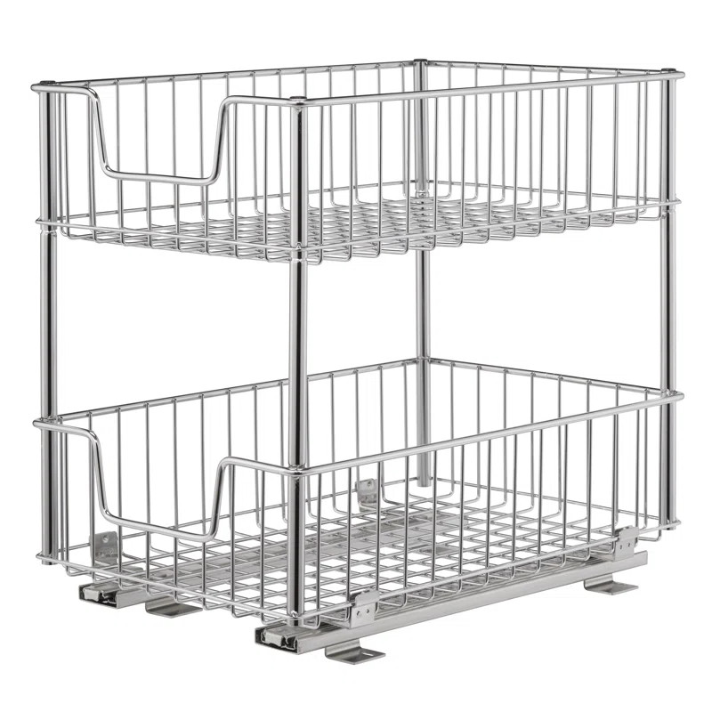 TRINITY 11.5 in. W x 16.5 in. H x 17.75 in. D Chrome Steel Wire in Cabinet Pull-Out 2-Tier Drawer | Wayfair North America