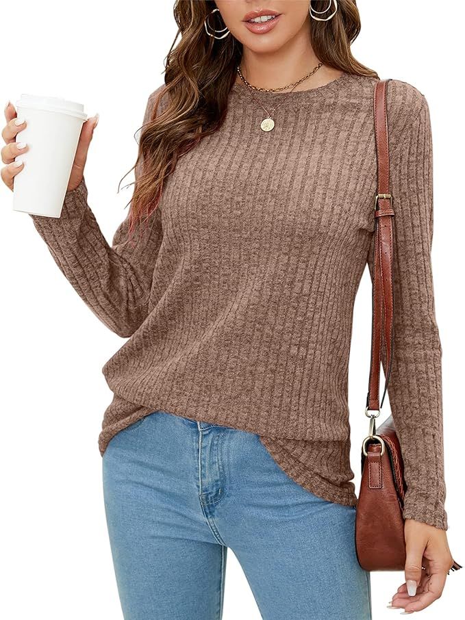 SimpleFun Women's Tunic Sweaters Lightweight Fall Casual Long Sleeve Crewneck Pullover Tops | Amazon (US)