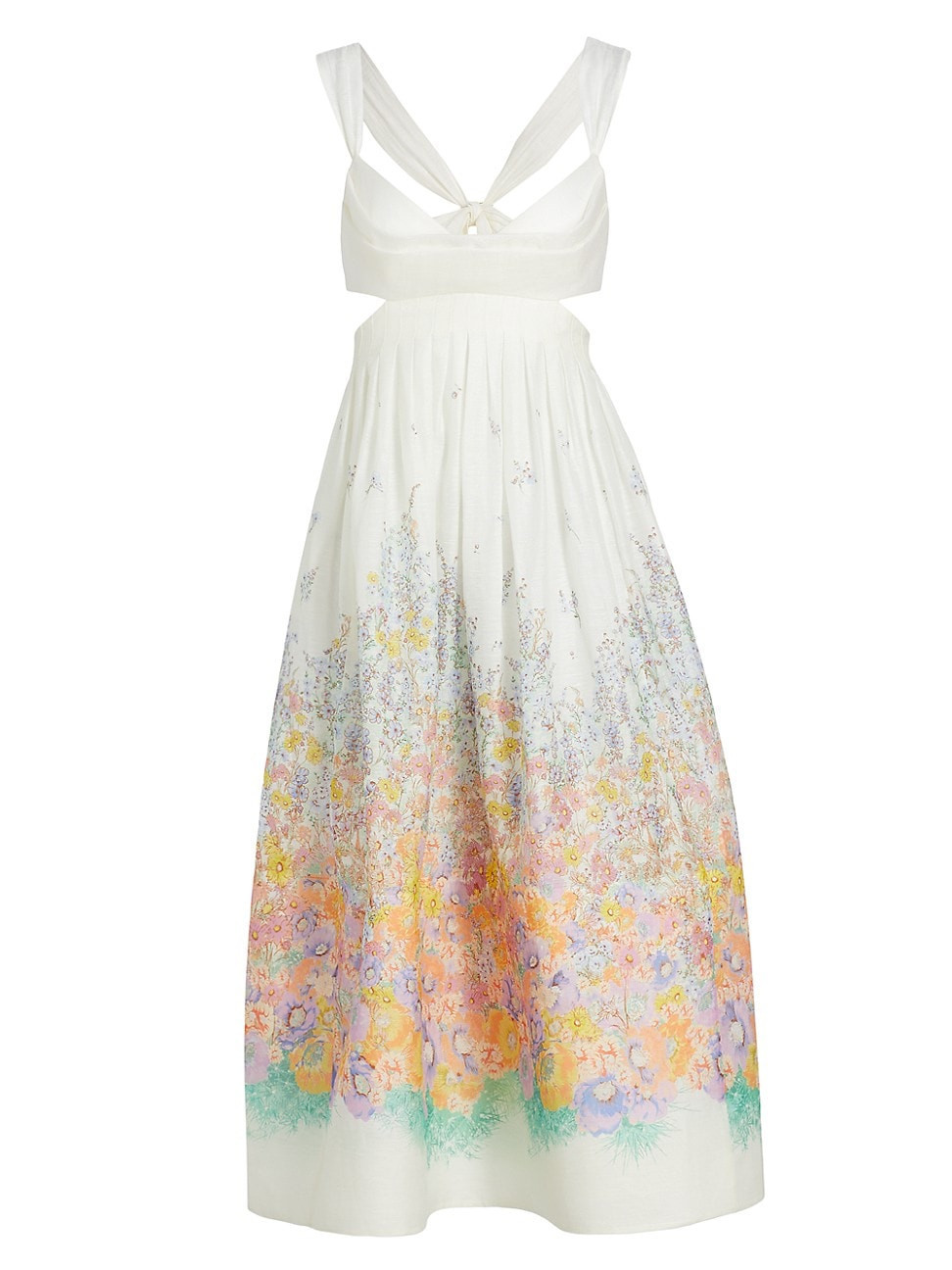 Women's Floral Silk & Linen Bralette-Style Dress - Multi Meadow - Size 0 | Saks Fifth Avenue