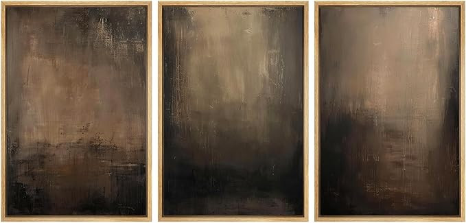 SIGNFORD Framed Canvas Print Wall Art Set Abstract Earthy in Deep Brown and Beige Tones Modern Ar... | Amazon (US)