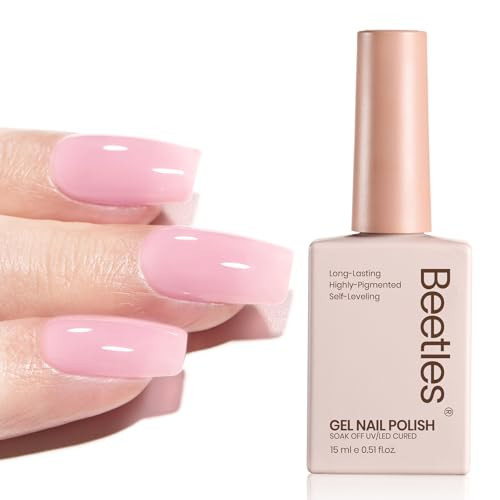 Beetles Nude Gel Nail Polish - 15ml Nude Pink Natural Gel Polish Nail Concealer Ballet Pink Jelly Gel Polish Sheer Translucent Soak Off UV Nail Art DIY Salon Home Manicure Gift for Girls Women | Amazon (US)