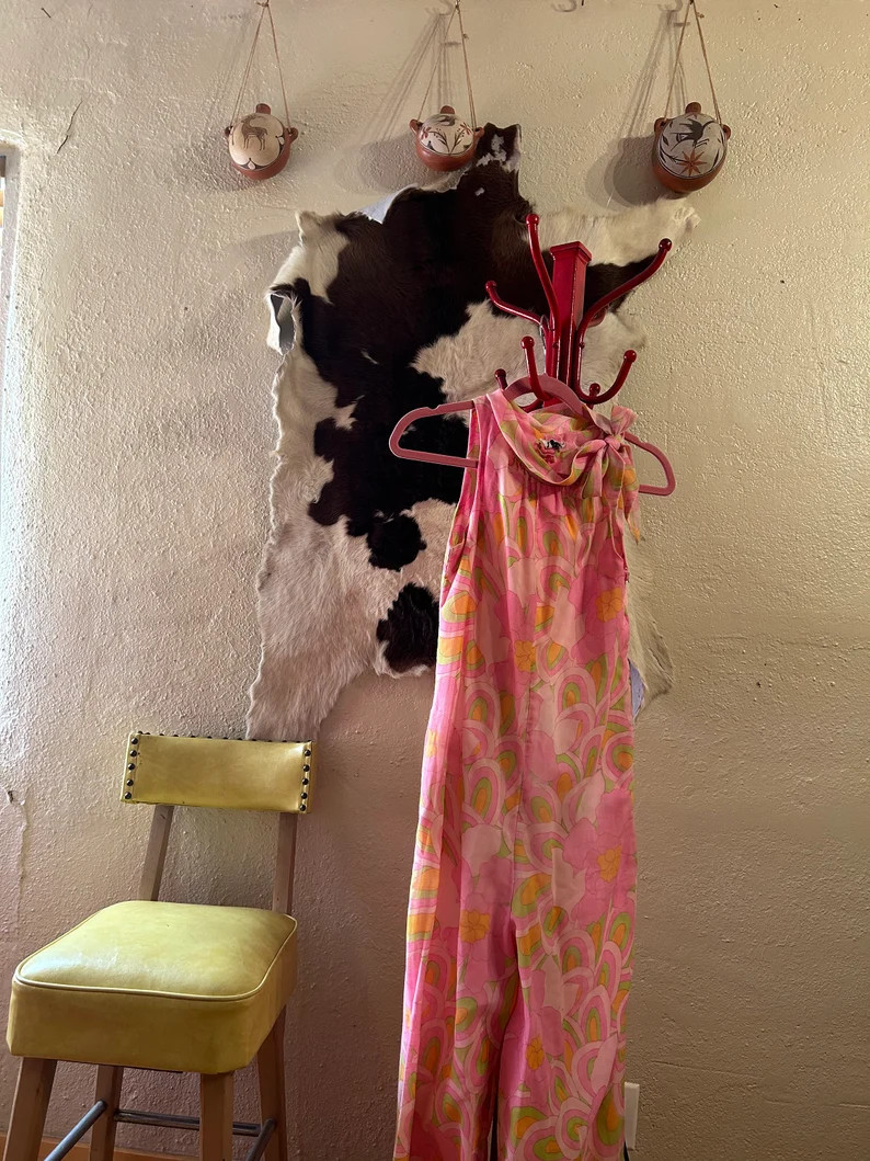 1970s Psych Pastel Pink Floral Jumper | Etsy (US)