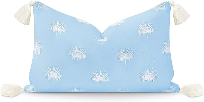 Hofdeco Premium Coastal Hampton Style Patio Indoor Outdoor Lumbar Pillow Cover Only, 12"x20" Wate... | Amazon (US)