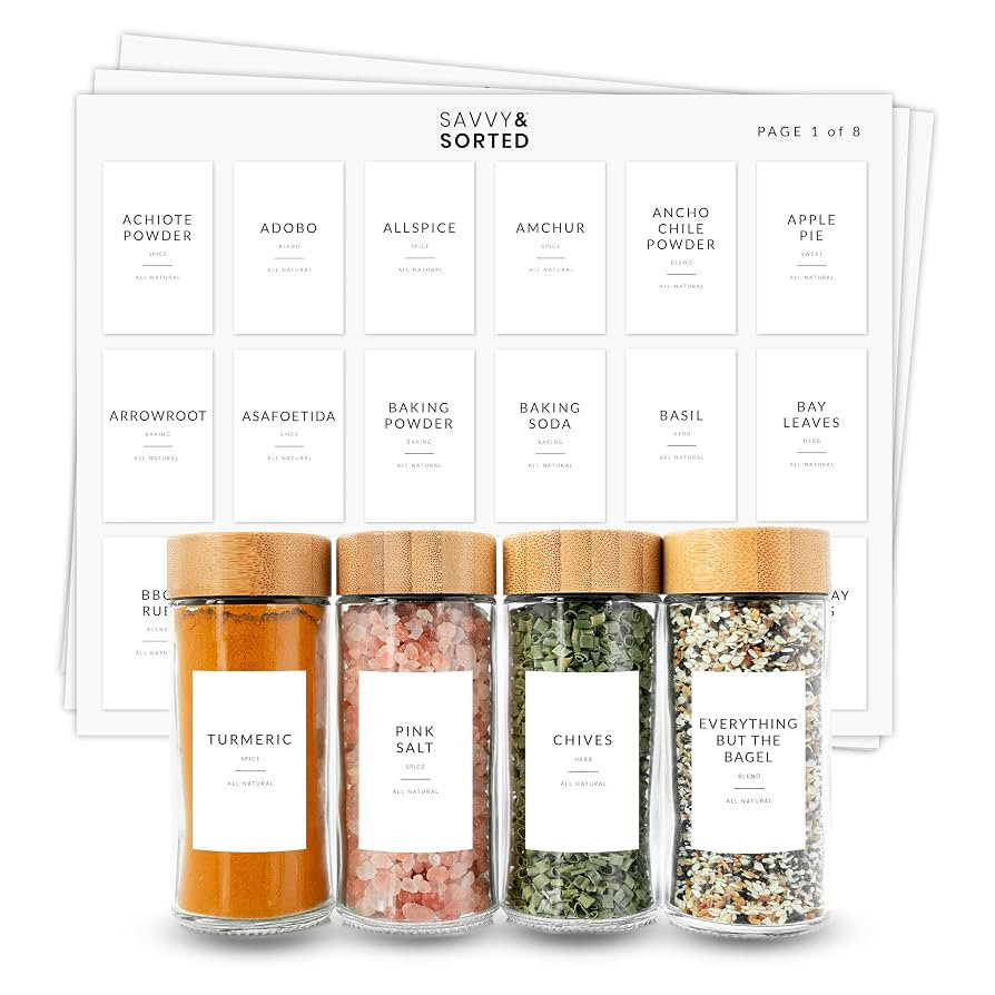 Minimalist Spice Labels for Spice Jars - 146 Spice Jar Labels Stickers for Containers - Spice Sti... | Amazon (US)