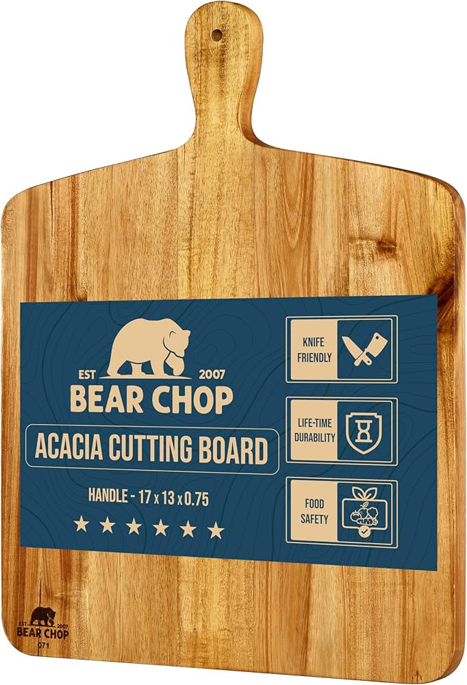 Bearchop Acacia Wood Cutting Boards with Handle,[17" x 13" x 0.75"] Large Wooden Charcuterie Boar... | Amazon (US)