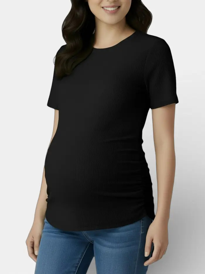 Women's Crew Neck Side-Ruched Maternity Short Sleeve Top | Nordstrom