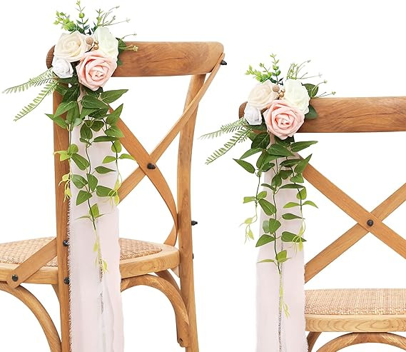 DORIS HOME Wedding Aisle Decorations Pink Pew Flowers Set of 10 for Wedding Ceremony Party Chair ... | Amazon (US)