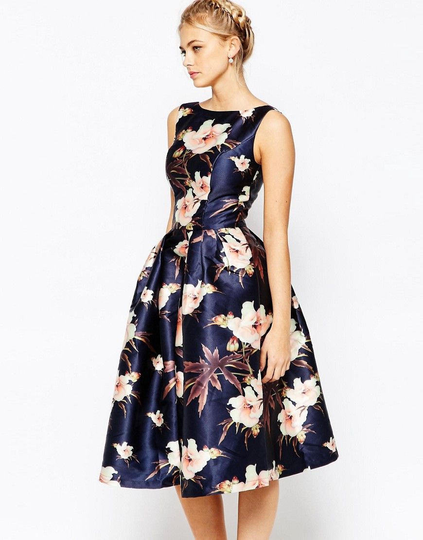 Chi Chi London Full Prom Skater Dress In Floral Print | ASOS UK