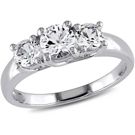Miabella 1-1/3 Carat T.G.W. Created White Sapphire 10kt White Gold Three-Stone Engagement Ring | Walmart (US)