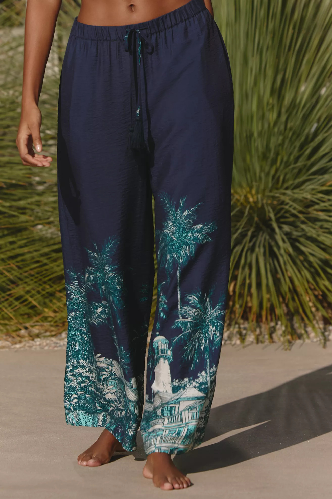 Celandine Sheer Printed Pants | Anthropologie (US)