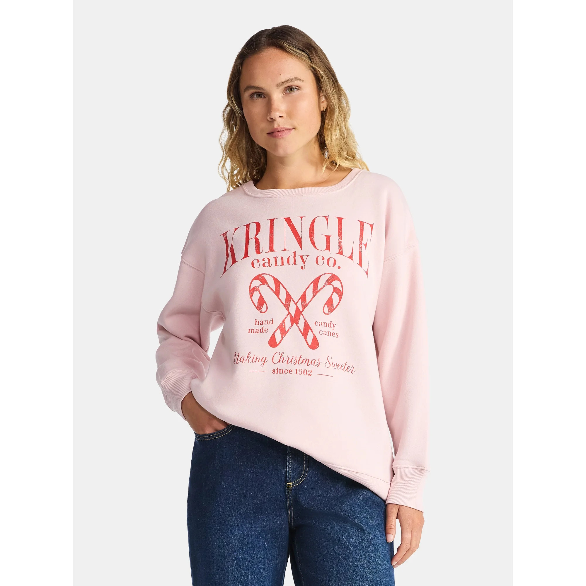 Women's Christmas Kringle Canes Graphic Fleece from Holiday Time, Sizes S-XXXL | Walmart (US)