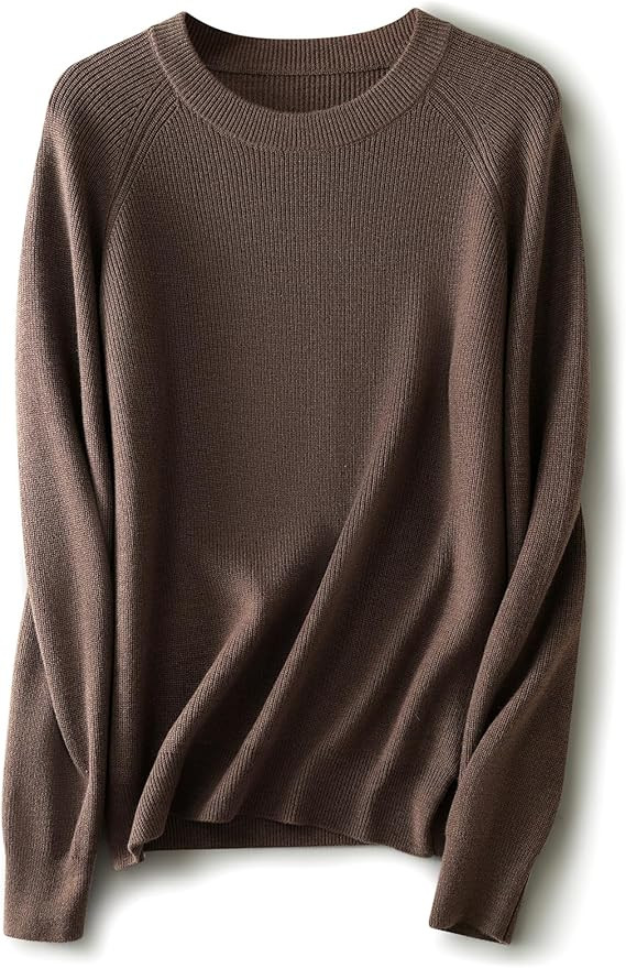 Women's Merino Wool Blend Sweater 2025 Fall Winter Casual Crew Neck Warm Soft Long Sleeve Knit Pu... | Amazon (US)