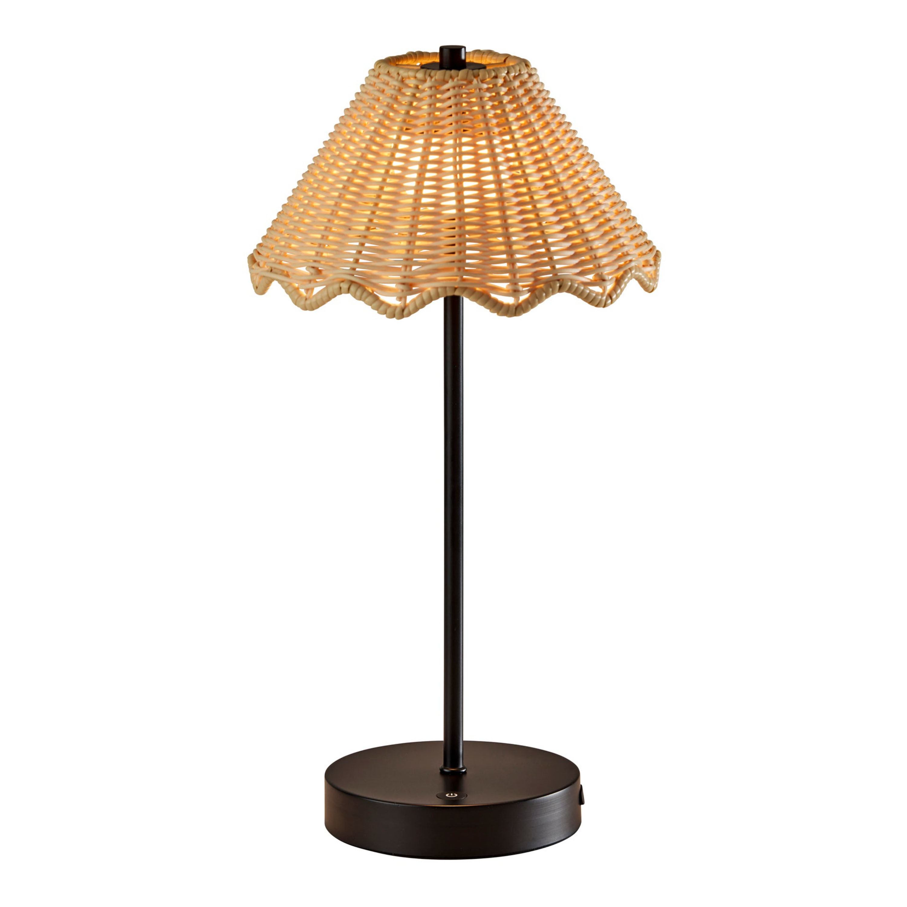 Kiawah Faux Rattan and Metal Rechargeable LED Table Lamp | World Market