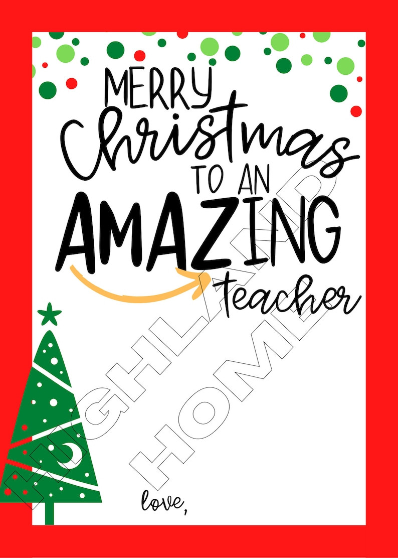 Printable Teacher Christmas Gift Card Holdersamazon Teacher Giftchristmas Amazonamazon Gift Card ... | Etsy (US)