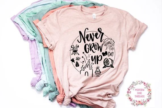Never Grow Up Shirt Trendy Unisex Disney- Womens Shirt- Unisex- Peter Pan | Etsy (US)