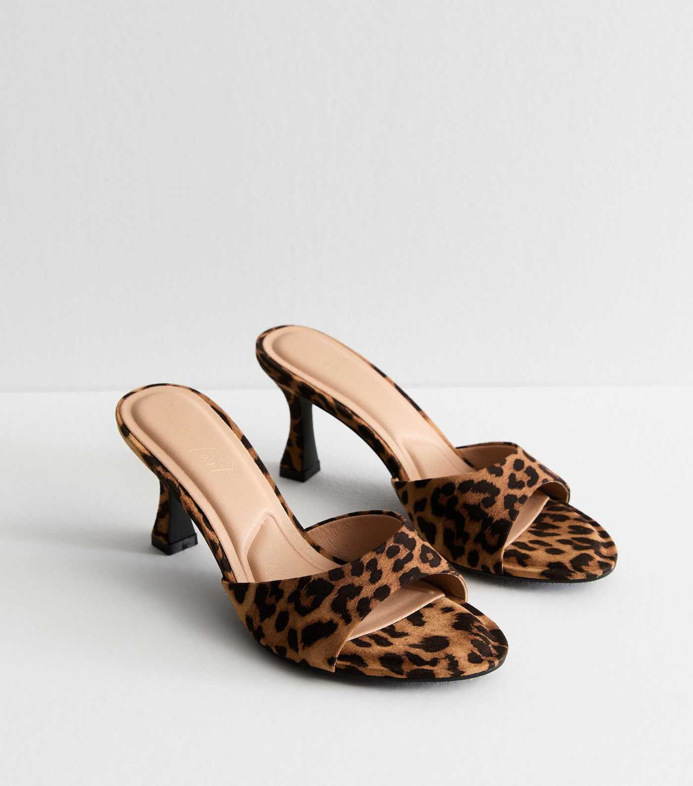 Stone Leopard Print Heeled Mules | New Look | New Look (UK)