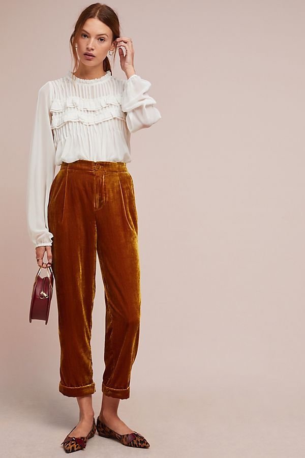 Cuffed Velvet Trousers | Anthropologie (US)