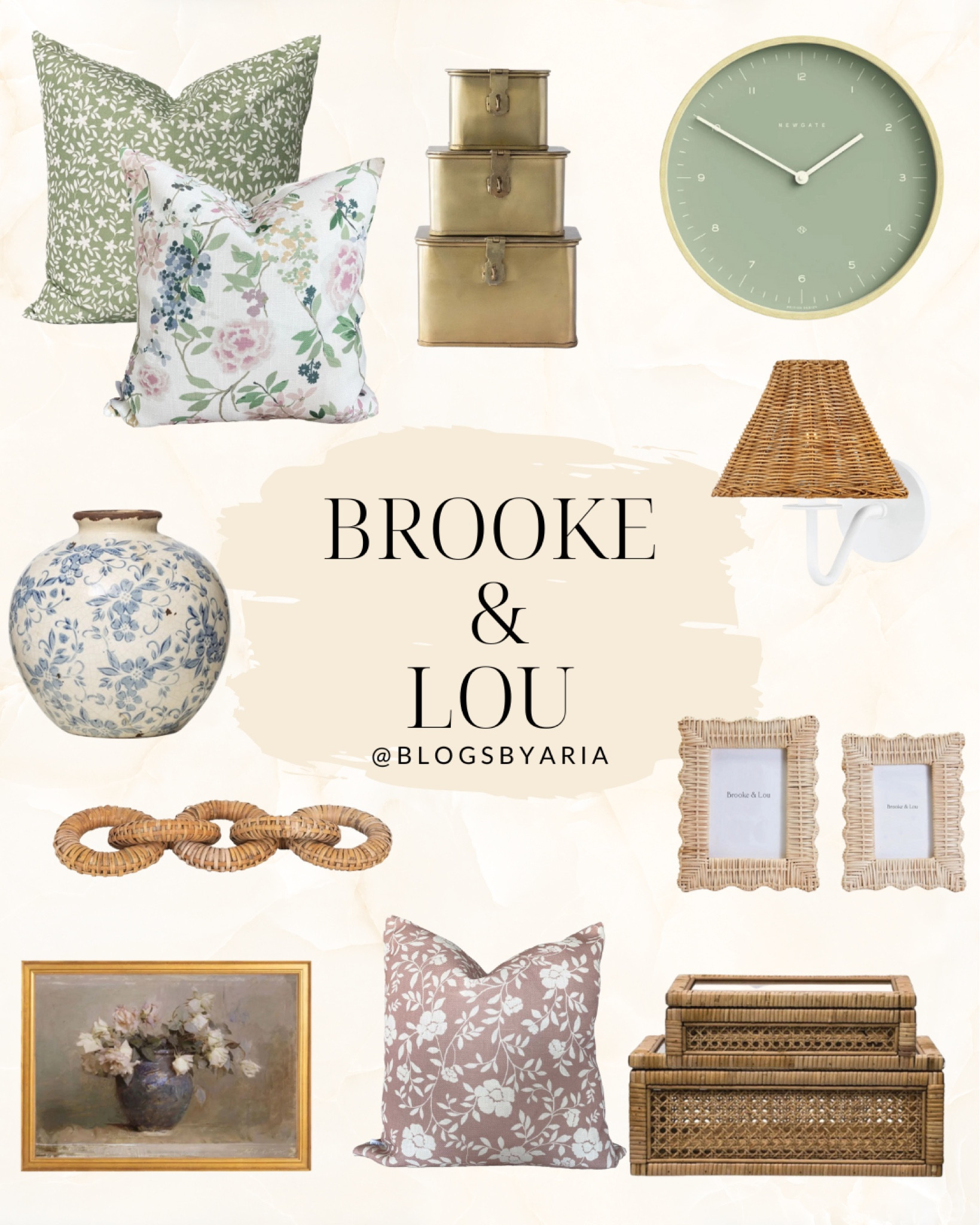 Spring pillows, wall clock, stacked boxes, spring wall art, woven sconce, woven links, small vase, picture frames 

#LTKhome #LTKSeasonal