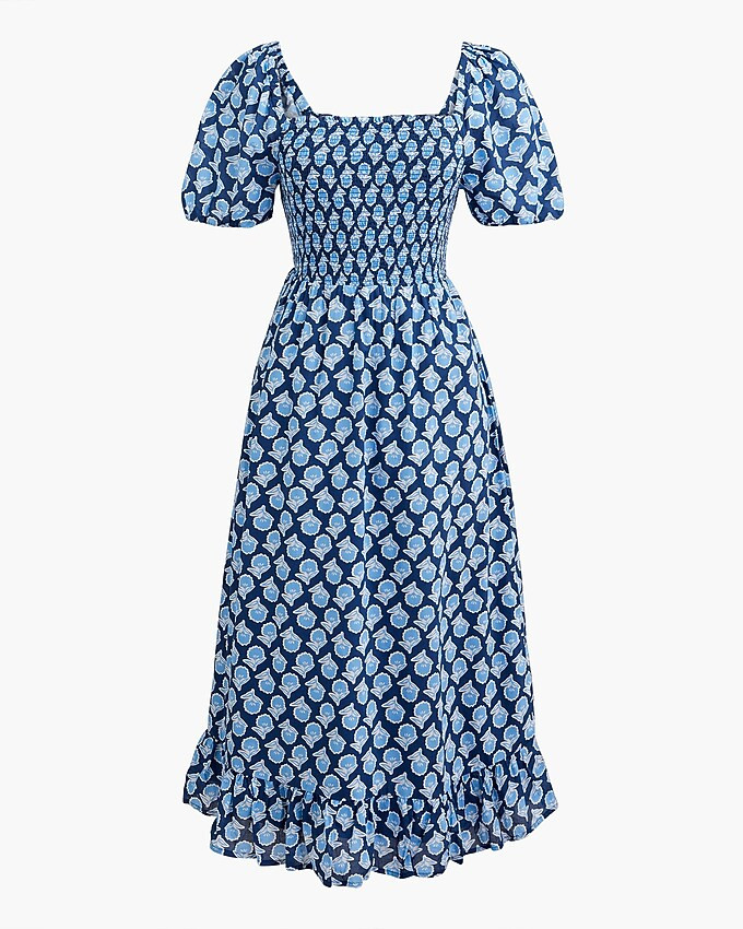 Smocked midi dress with puff sleeves | J.Crew Factory