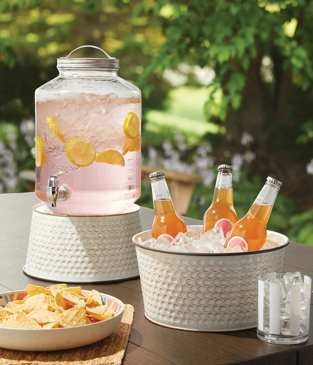 Better Homes & Gardens Antique Farmhouse-Style White Round Dispenser Stand | Walmart (US)